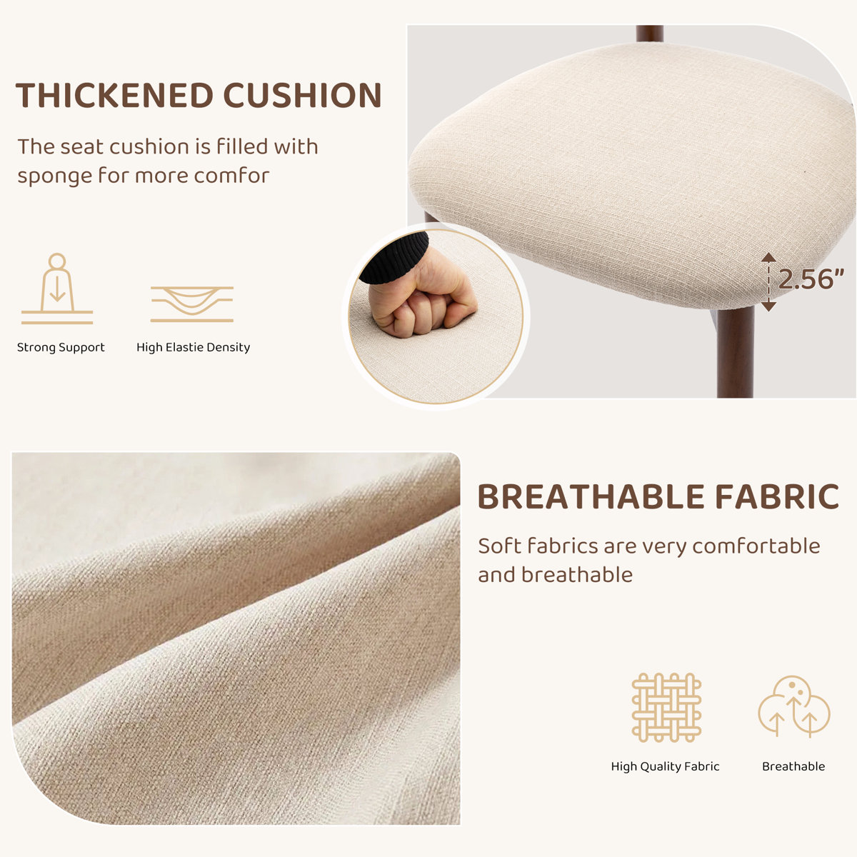 Vannie Upholstered Solid Wood Dining Chair Side Chair (Set of 2)